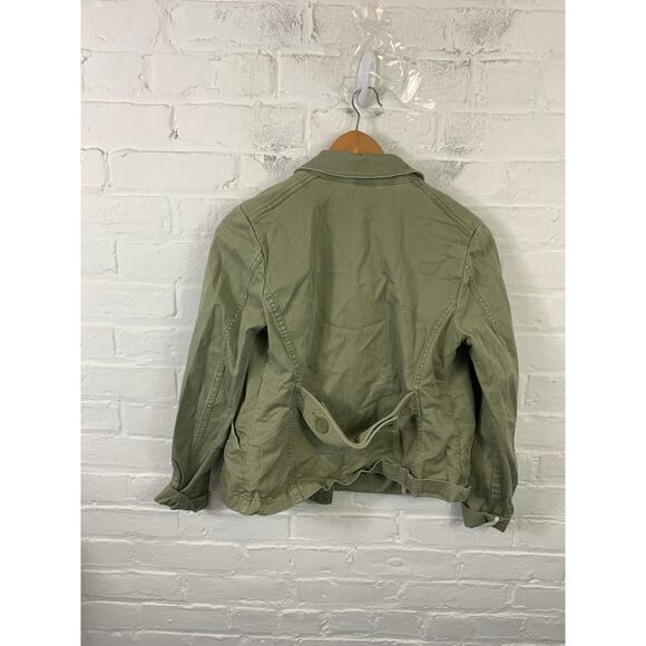 Gap Women's Front Buttons Pockets Military Twill Jacket Long Sleeves Green Sz 6 - Picture 2 of 5